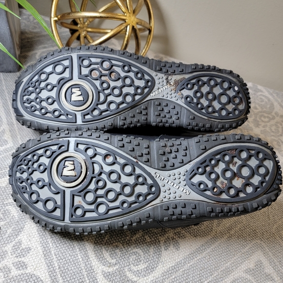 Merrell | 9.5 Improve Slides Black Leather Clog Mules Slip on collapsible heels - Picture 14 of 16